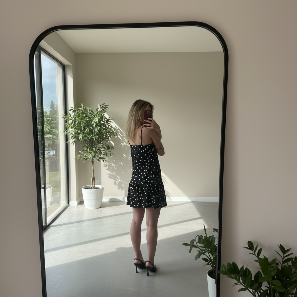 Robe d'Été Noire à Pois