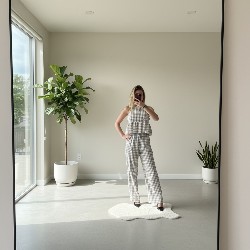 Ensemble Deux Pièces à Carreaux Gingham