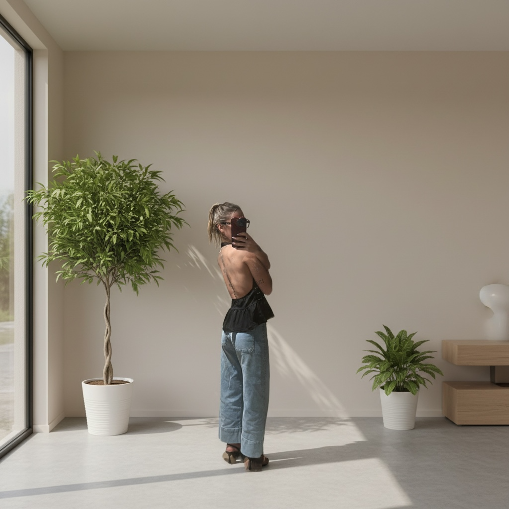 Top Halter à Décolleté Plongeant et Taille Cloutée