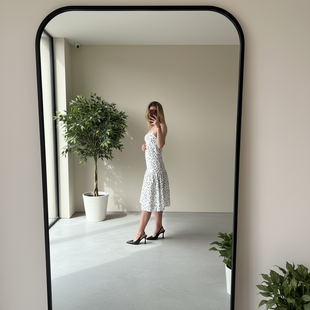 Robe d'Été Noire à Pois Blancs