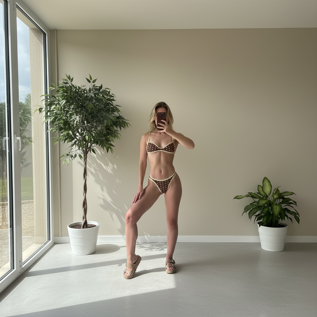 Robe à pois transparente + maillot de bain